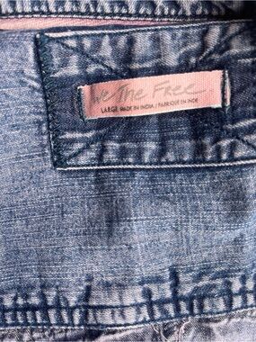 We The Free faded blue denim (with pinkish hue) top